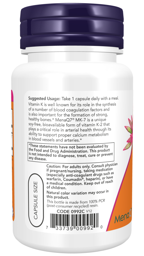 MK-7 Vitamin K-2 100 mcg Veg Capsules