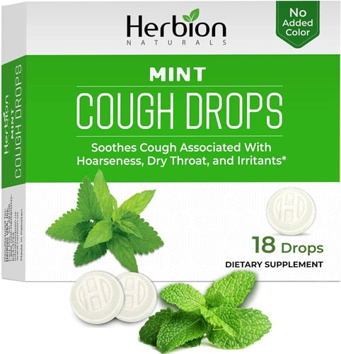 Herbion Naturals, Cough Drops, Mint, 18 Drops - Sugar Free with Stevia