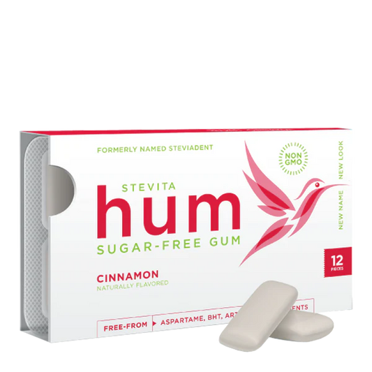 Stevita Hum, Cinnamon - Sugar-Free Gum - 12 Pieces, Single Pack - Supports Oral Health - Non-GMO, Vegetarian, Keto, Gluten Free