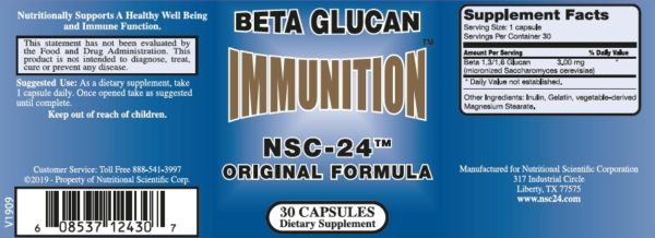 Beta Glucan NSC-24 ORIGINAL FORMULA 30CAPS - 3MG