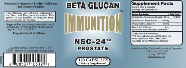 Beta Glucan Immunition NSC- 24 PROSTATE FORMULA