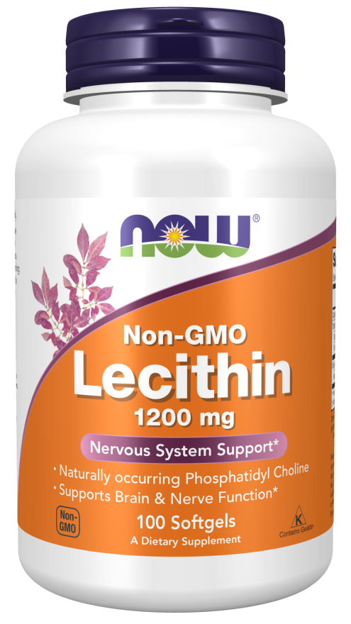 NOW Lecithin Non-GMO 1200 mg, 100 softgels