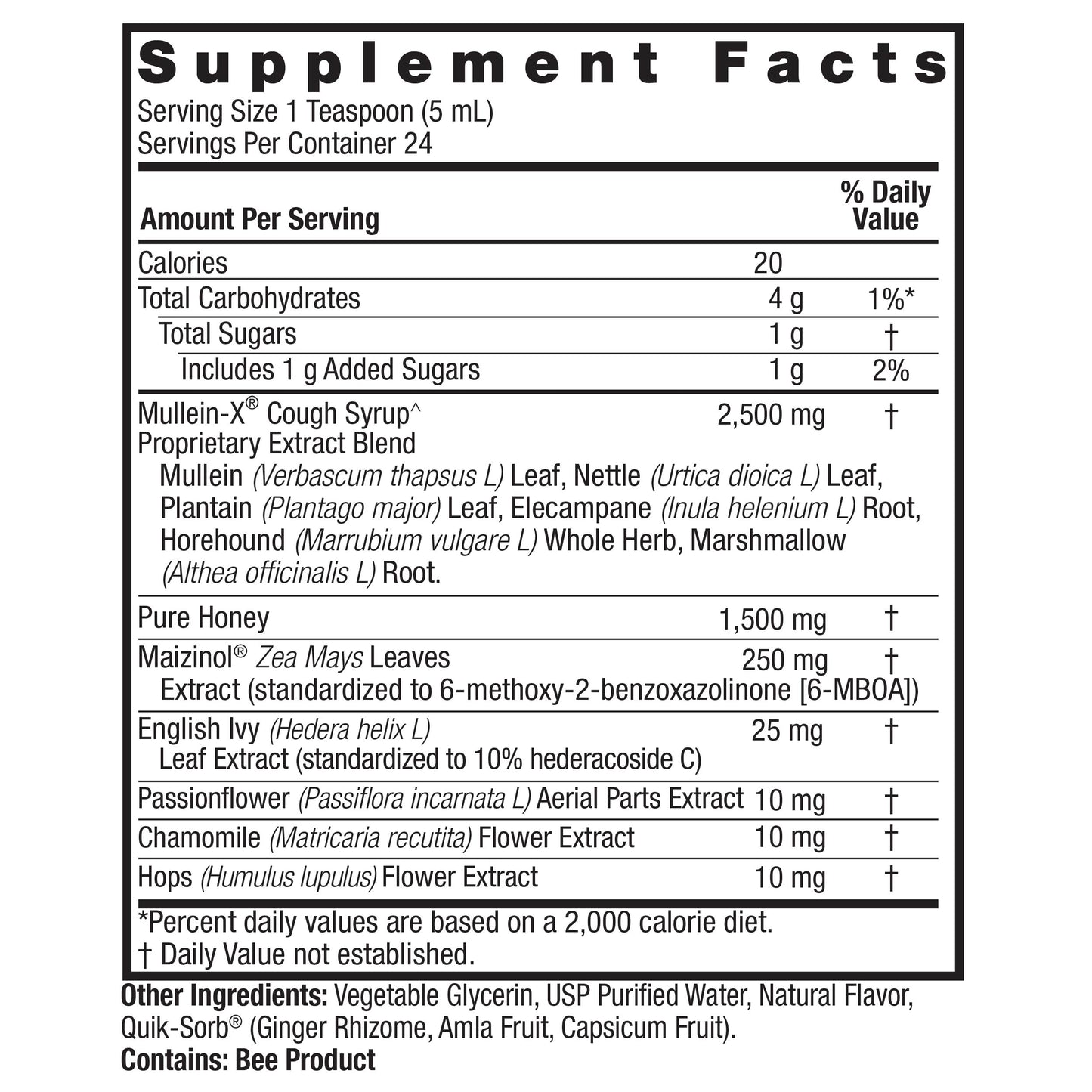 Natural MulleinX Cough Syrup PM (Nighttime)
