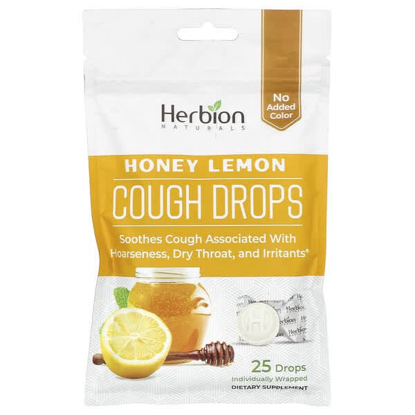 Herbion Naturals, Naturals, Cough Drops, Honey Lemon, 25 Drops