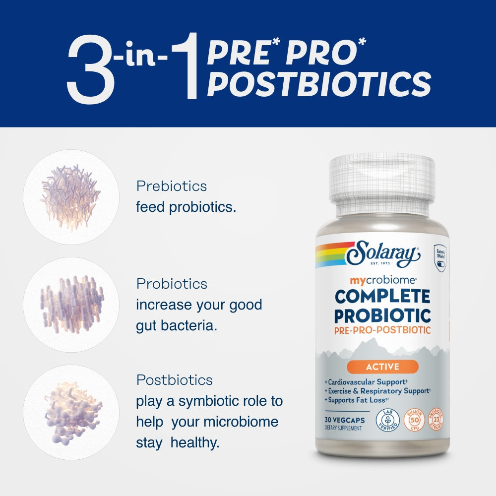 Mycrobiome Complete Probiotic (PRE-PRO-POSTBIOTIC) by Solaray