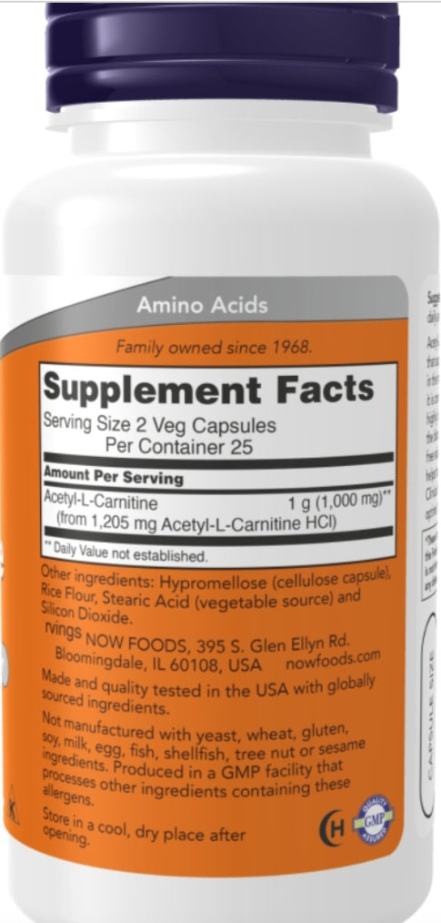 Acetyl-L-Carnitine 500 mg Veg Capsules